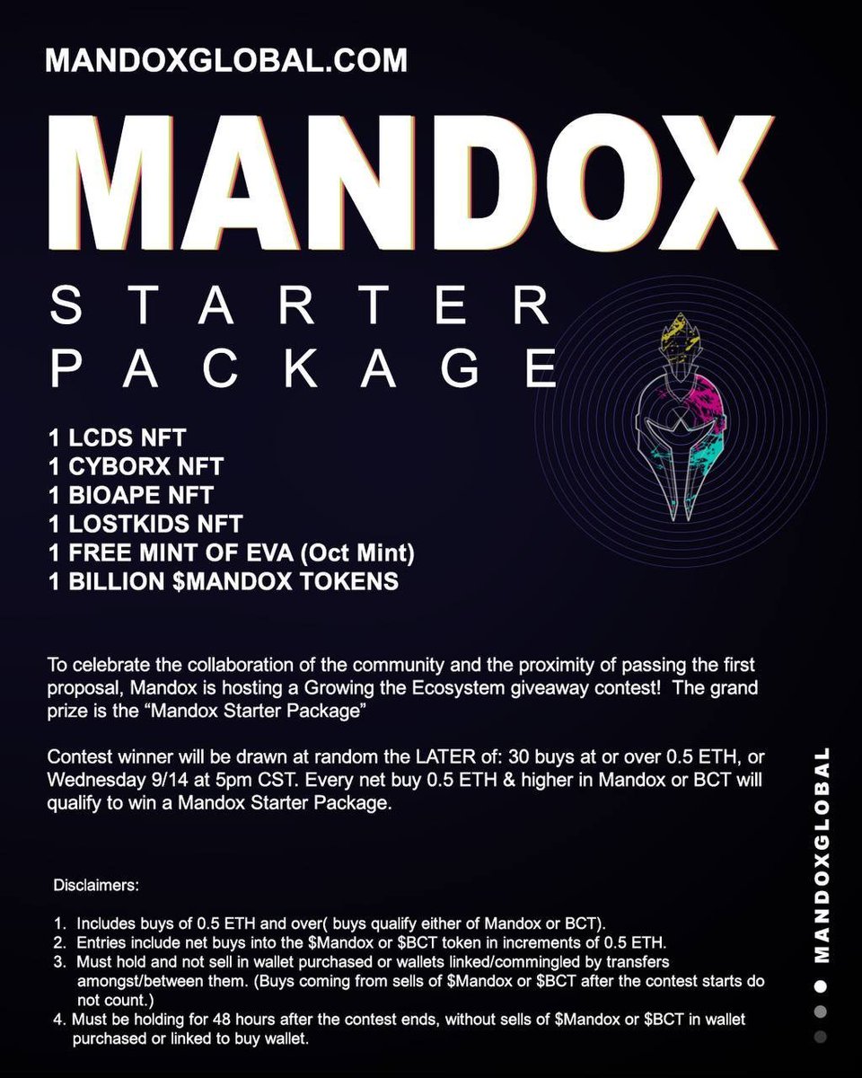 If you've been waiting for a better time to buy $Mandox or $BCT you wont find it, especially with this amazing buy contest held by <a href="/OfficialMandox/">MANDOX</a> and @BananaClubToken 

#LetsGooos #PumpItUP #MandoxMilitia #CryptoNews #ETHMerge #Ethereum #Mandox #BCT