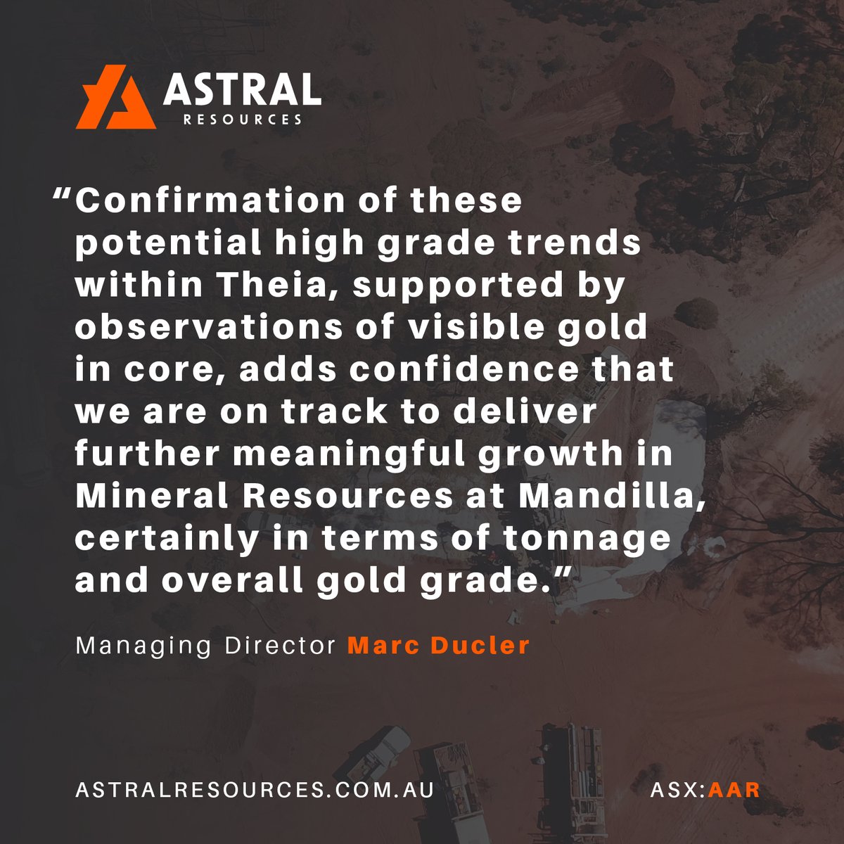 Once the current 4,700 metre diamond drilling program is complete, Astral will update the MRE, expected to occur in Q4 2022

Additional drilling of an aggregate 43,000 metres will be included in this update.

More: bit.ly/3A9g2ig

$AAR.AX #AAR #Gold #ASX
