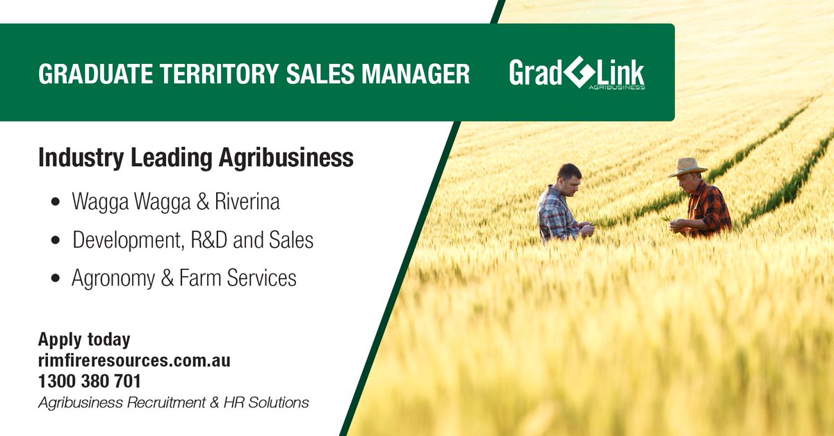 gradlinkAU's tweet photo. Are you interested in research, sales and marketing within the Australian agriculture industry?

Apply today: https://t.co/lZN9Jo2fgw

#sales #marketing #agronomy #agriculture #agribusiness #agjobs #graduate #rimfireresources #gradlink https://t.co/jcCdDjmiy8