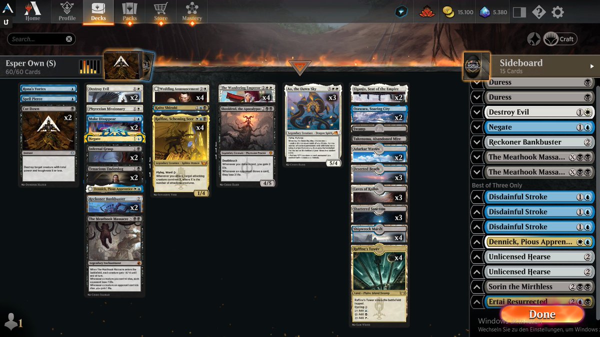 trophyymtg's tweet photo. #MTGArena 
7-0 again, this time with Esper.
AO is such a beast 
Destroy Evil is a great answer to so many cards in this meta aswell
@fireshoes 

@mtgazone https://t.co/g1ZNL5M9PE