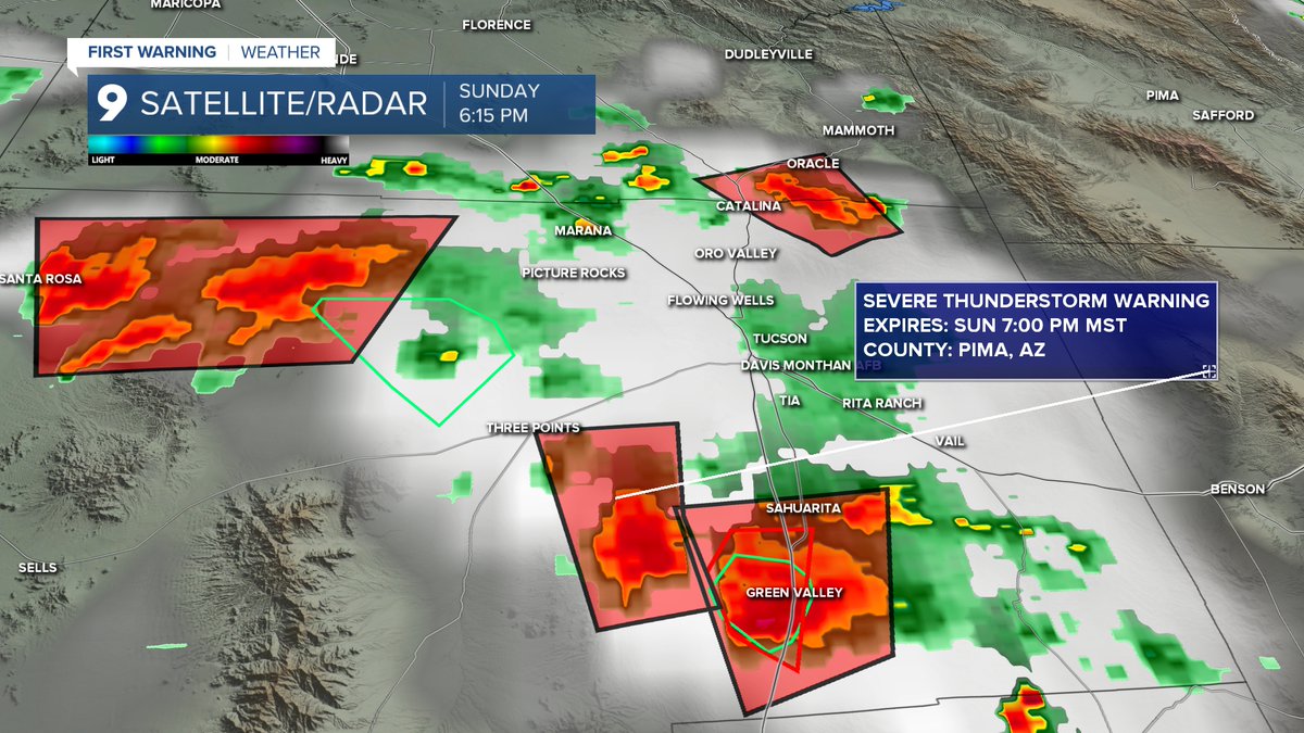 A Severe Thunderstorm Warning is in effect southeast of Three Points until 7 PM.