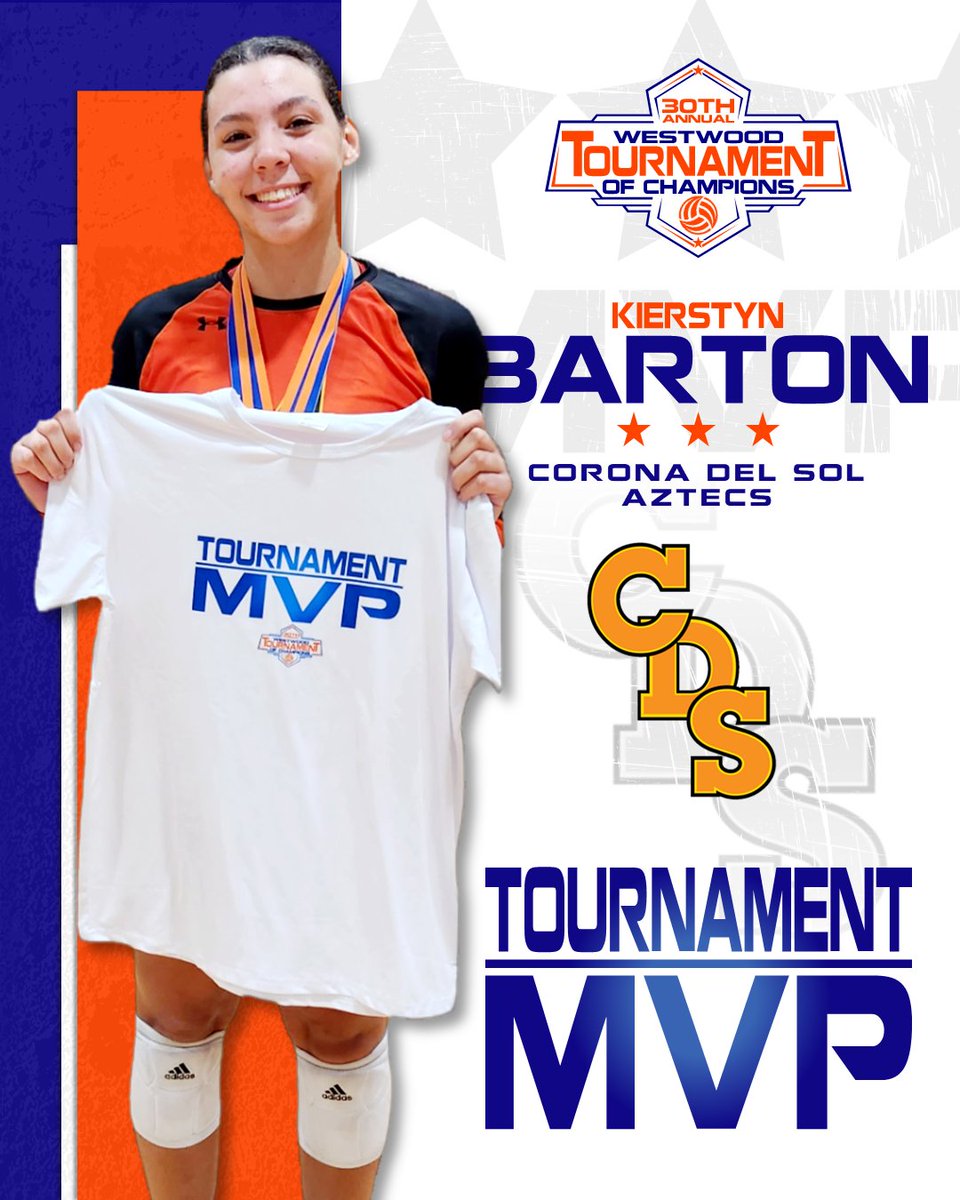 Representing <a href="/CoronaDelSolVB/">Corona del Sol Volleyball</a> , congratulations to Kierstyn Barton on being this years Westwood Tournament of Champions MVP.

#TourneyMVP