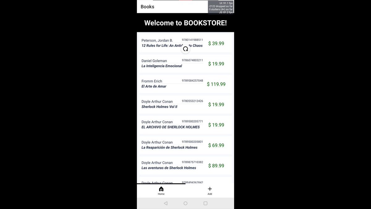 da8ah_tiber's tweet photo. Day 95/100: Books refresh.
Implementando la actualización manual de la lista de libros presentados en pantalla al deslizarse hacia abajo estando al principio de la lista.
#100DaysOfCode #ReactNative #Typescript #Expo #UIKitten #MVVM https://t.co/2A50qBTiVI