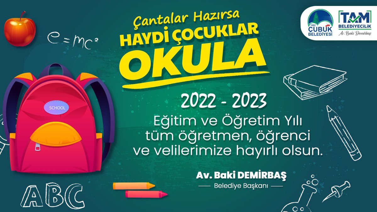 2022 - 2023 eğitim-öğretim yılının hayırlı olmasını diliyor, tüm öğrencilerimize ve öğretmenlerimize sağlıklı, başarılı bir eğitim yılı temenni ediyorum.
#ÇubukBelediyesi #Çubuk #TamBelediyelik #ilköğretimhaftası #okullaraçılıyor #okul #öğrenci