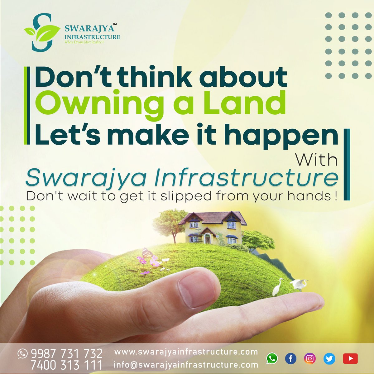 SWARAJYAINFRAS2's tweet photo. "Don't think about owning a land let's make it happen"
Visit our office for your Dream Plot
Contact: 9987731732/ 7400313111
https://t.co/pMfCcAl8Au
#chirle #vindhane #borkhar #investmentproperty #Ranjanpada #Uran #navimumbai
More information in the description https://t.co/72kKmkHnPL