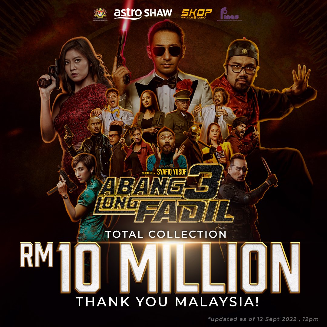 Astro_Gempak's tweet photo. Alhamdulillah!
Kutipan filem komedi aksi terbaik tahun ini, Abang Long Fadil 3, arahan Syafiq Yusof kini RM10 Juta!
Jom tengok Abang Long Fadil 3 di pawagam terdekat. Let's Go!π₯
Daripada Pengarah hebat Syafiq Yusof
#AbangLongFadil3 #Alf3 #AstroShaw #SkopProductions https://t.co/7J6ahfOhMm