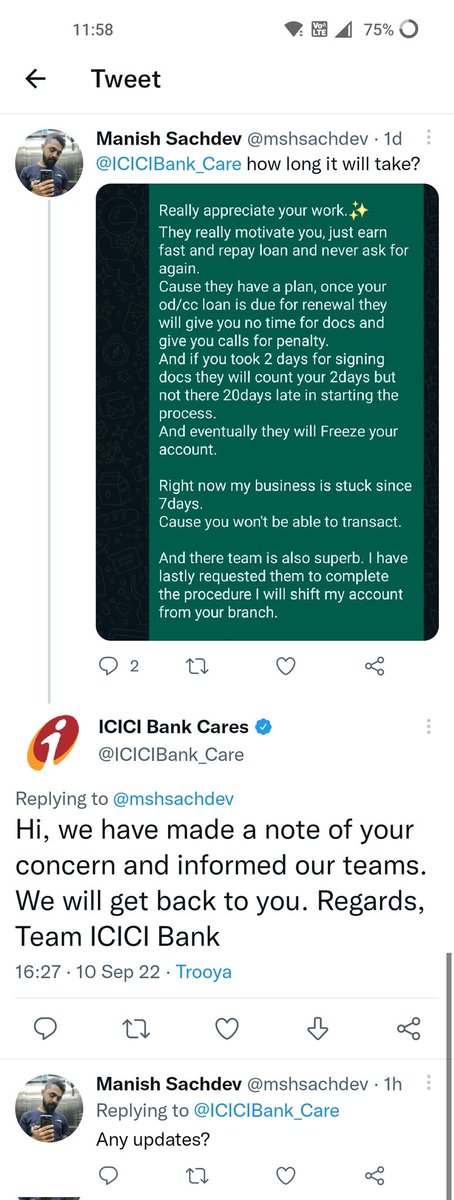 mshsachdev's tweet photo. @ICICIBank_Care share update https://t.co/lO6KgQxYIm