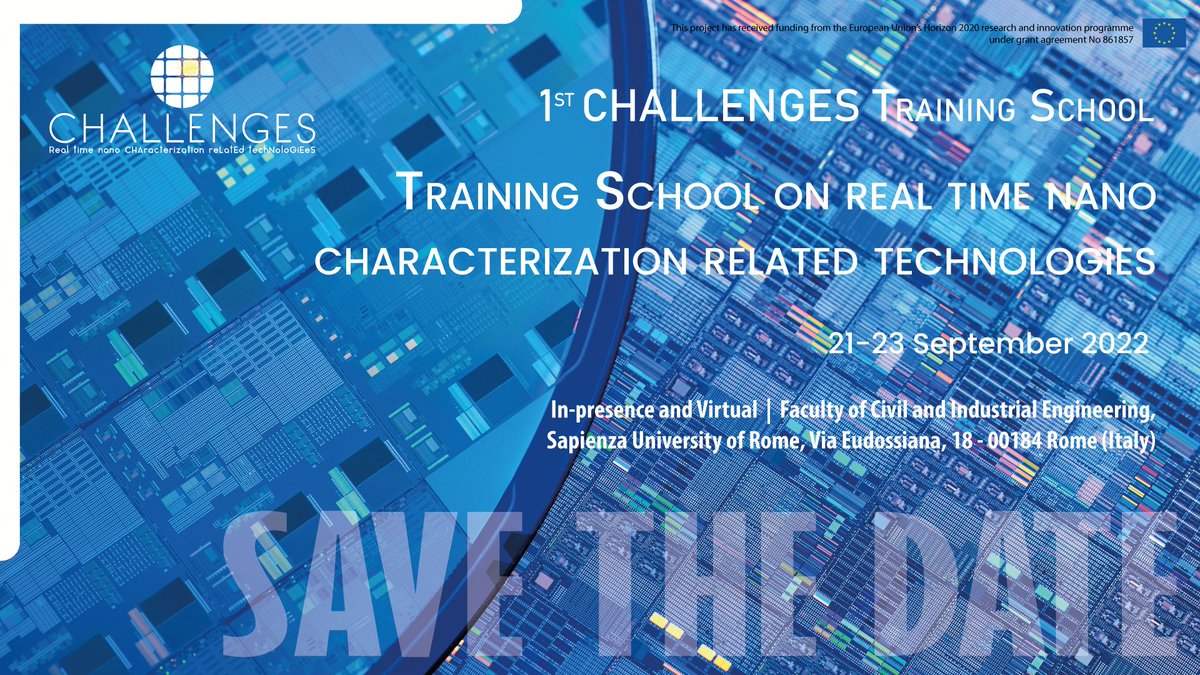 ChallengesH2020's tweet photo. 📌 Are you ready to join us in #Rome for the #CHALLGNES School?
Together with CHALLENGES Project, you will be able to discover more about many interesting #EuropeanProjects as: @nano_qi, @nanoPAT_project, #PAT4Nano, @nanoBAT_EU and @RealnanoP.
https://t.co/d2kSCq2DmS https://t.co/PpnPQPS43L