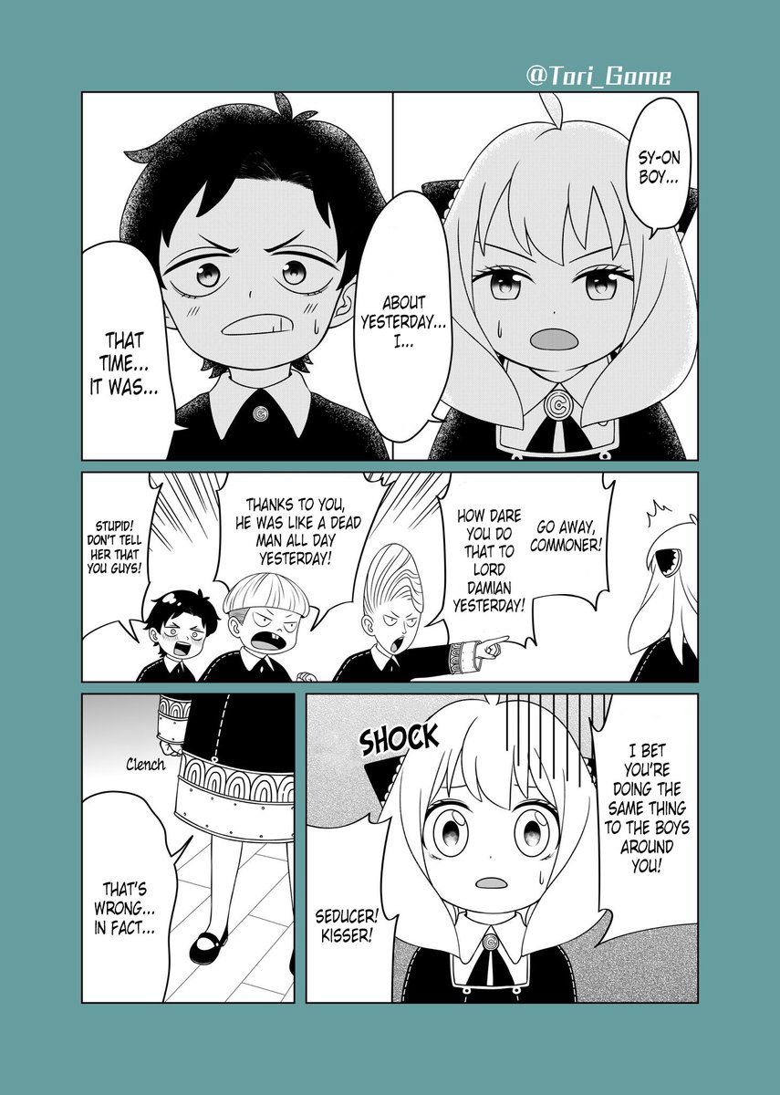 Kurogashi15's tweet photo. @Tori_Gome @treeckostars EN Translation

"Continuation
Damian just gets countered!"
#damianya #SPY_FAMILY 

Translator : @Kurogashi15 
Proofreader : @treeckostars 

All credits to the Artist! Have a nice day! https://t.co/qf57y68alq
