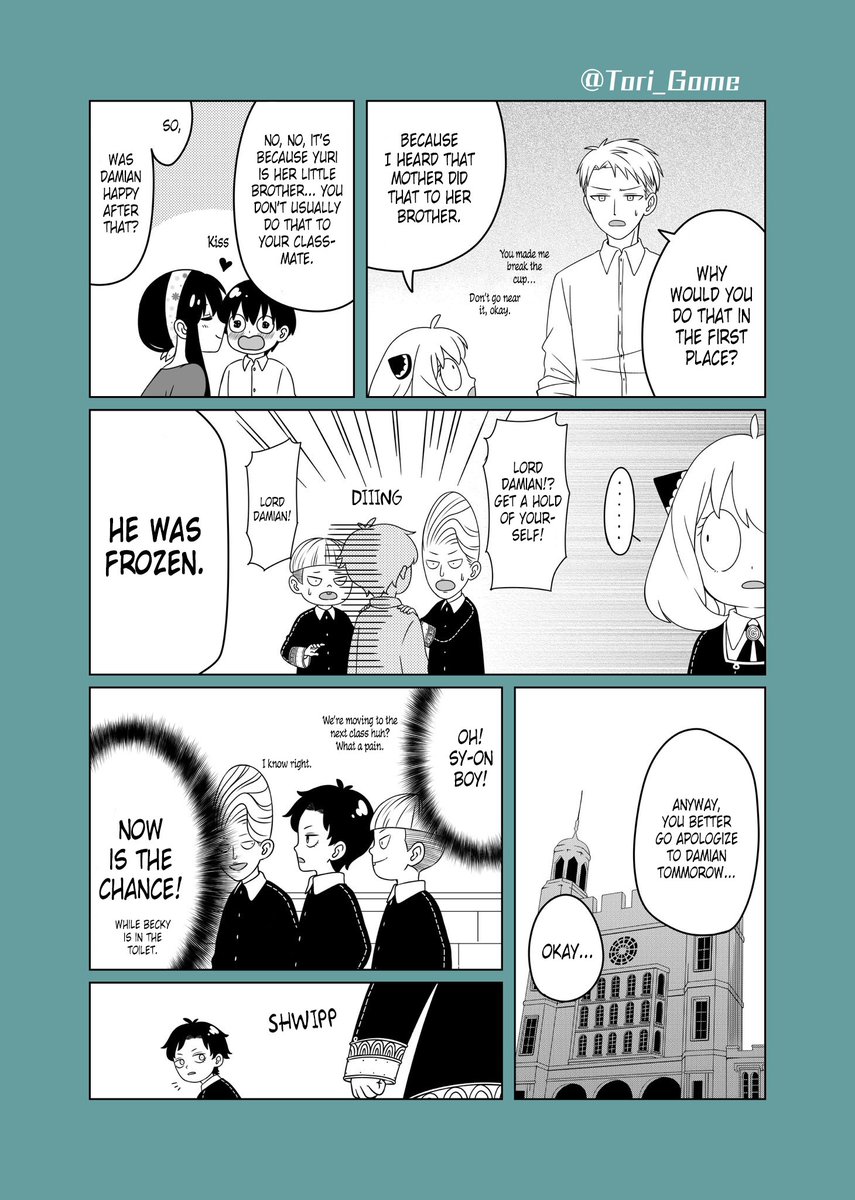 Kurogashi15's tweet photo. @Tori_Gome @treeckostars EN Translation

"Continuation
Damian just gets countered!"
#damianya #SPY_FAMILY 

Translator : @Kurogashi15 
Proofreader : @treeckostars 

All credits to the Artist! Have a nice day! https://t.co/qf57y68alq