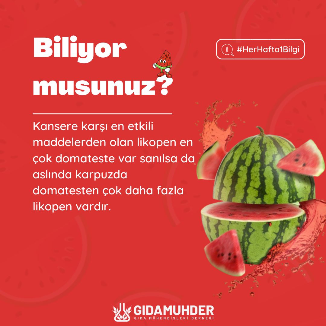 gidamuhder's tweet photo. Biliyor musunuz köşemizde bu hafta...
#gıda #gıdamühendisliği #gıdamühendisi #karpuz #domates #likopen #likopenkaynağı #antioksidan #sağlık #gıdagüvenliği #meyve #sebze #fyp https://t.co/RlXrOOvIOU
