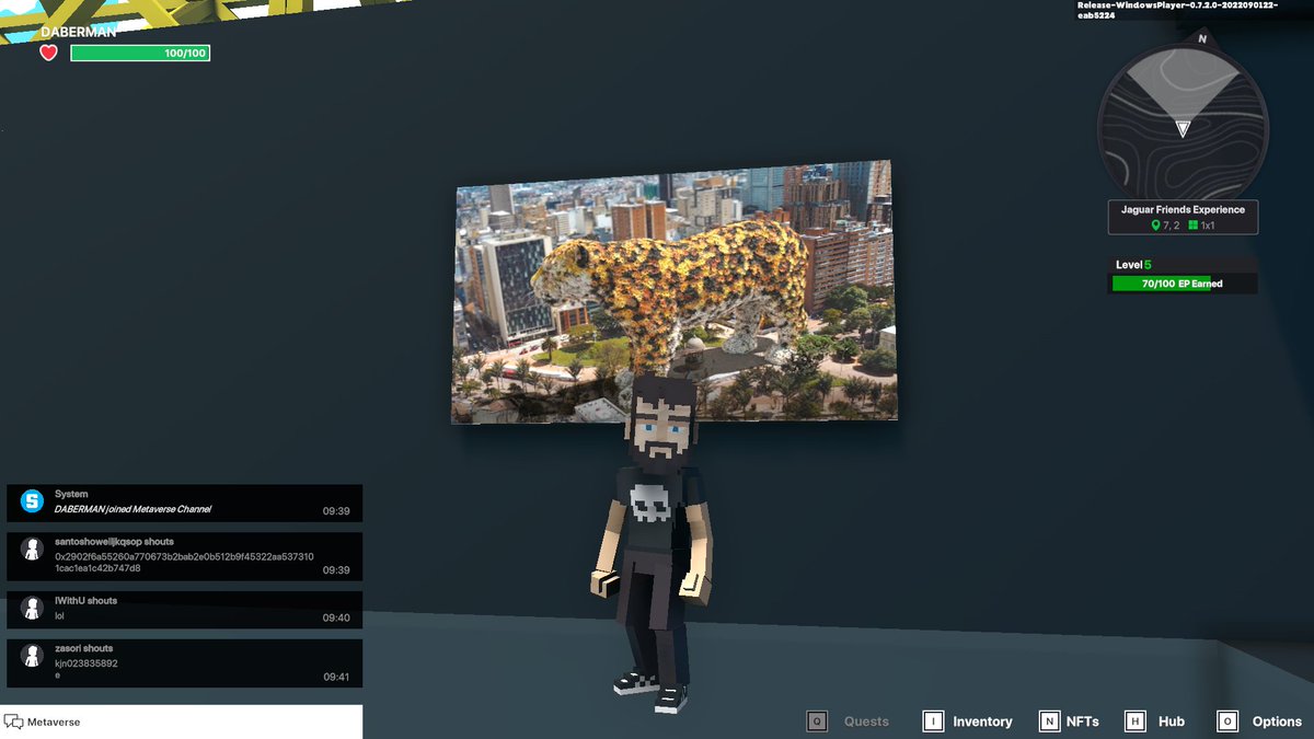 DABERMAN05's tweet photo. I just finished my quest on @jagfriends_nft experience on the #sandboxalphaS3 for a chance to win a Season 3 Alpha Pass! Here I am in Legendaries Room, check out my screenshot!

#jaguarfriends https://t.co/ugcU1J7mBz