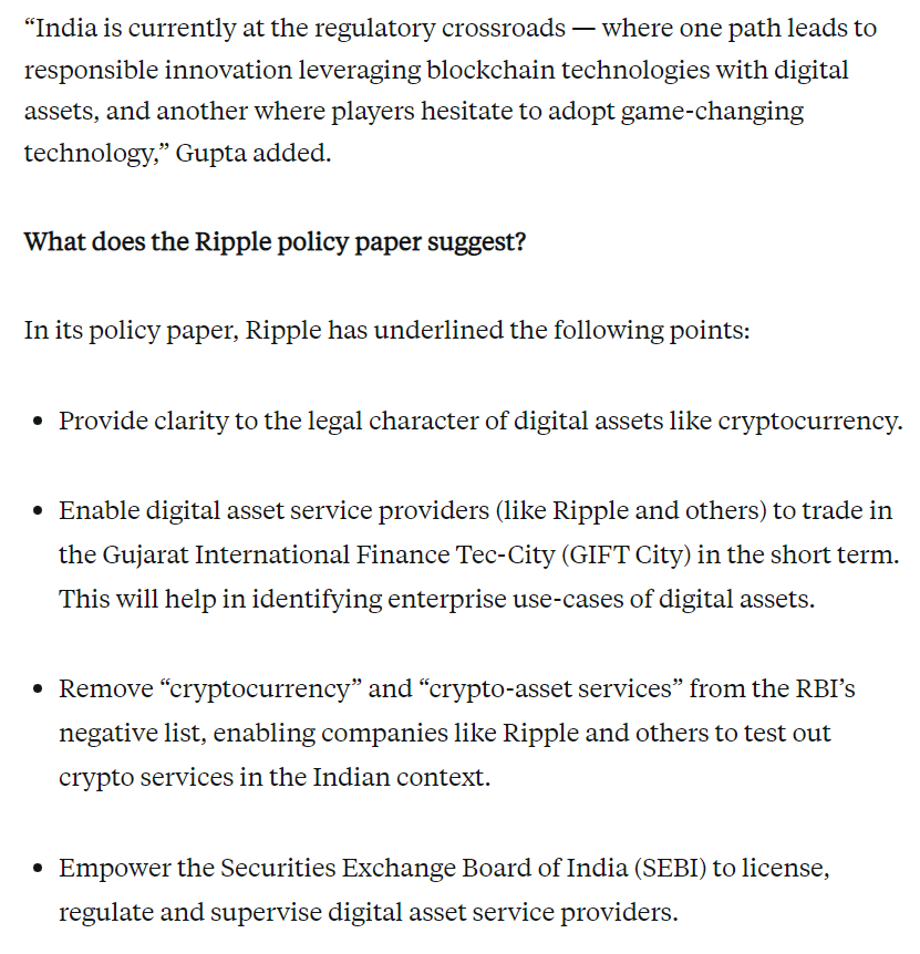 Cryptoinsightuk's tweet photo. Ripple also wrote a document suggesting safe and innovative ways to regulate Crypto in India.

And let's not forget, Ripple have their own CBDC whitepaper and help countries run trials on a private CBDC ledger within the XRPL - https://t.co/vkN3TbK3tw https://t.co/vS2eTMQs7g