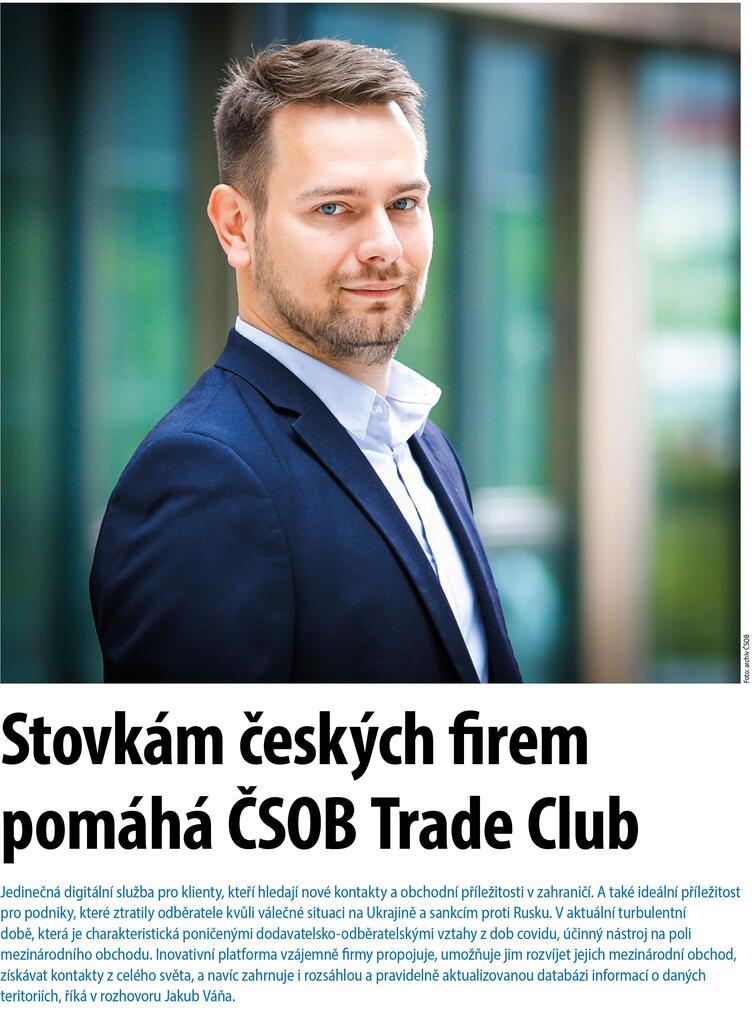 CSOB_CZ's tweet photo. Jedinečná digitální služba pro ty, co hledají kontakty a příležitosti v zahraničí. Inovativní platforma, která firmy vzájemně propojuje. Důvěryhodnost díky zapojení členských bank Trade Club Alliance. To je #TradeClub.
Více Jakub Váňa pro časopis Komora. https://t.co/gNE1Zj4TPk