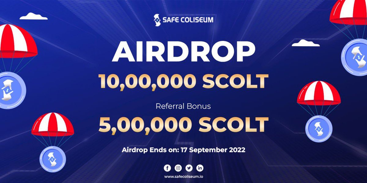 🔥🔥SCOLT Token Airdrop🔥🔥
We are excited to announce that the most awaited SCOLT token airdrop started.
⭐Join Airdrop Bot : t.me/SafeColiseumAi…    

⭐you can ask all queries in the TG group
⭐Follow all rules and good luck!

#Airdrop #Airdrops #NFT #Giveaway #Ethereum