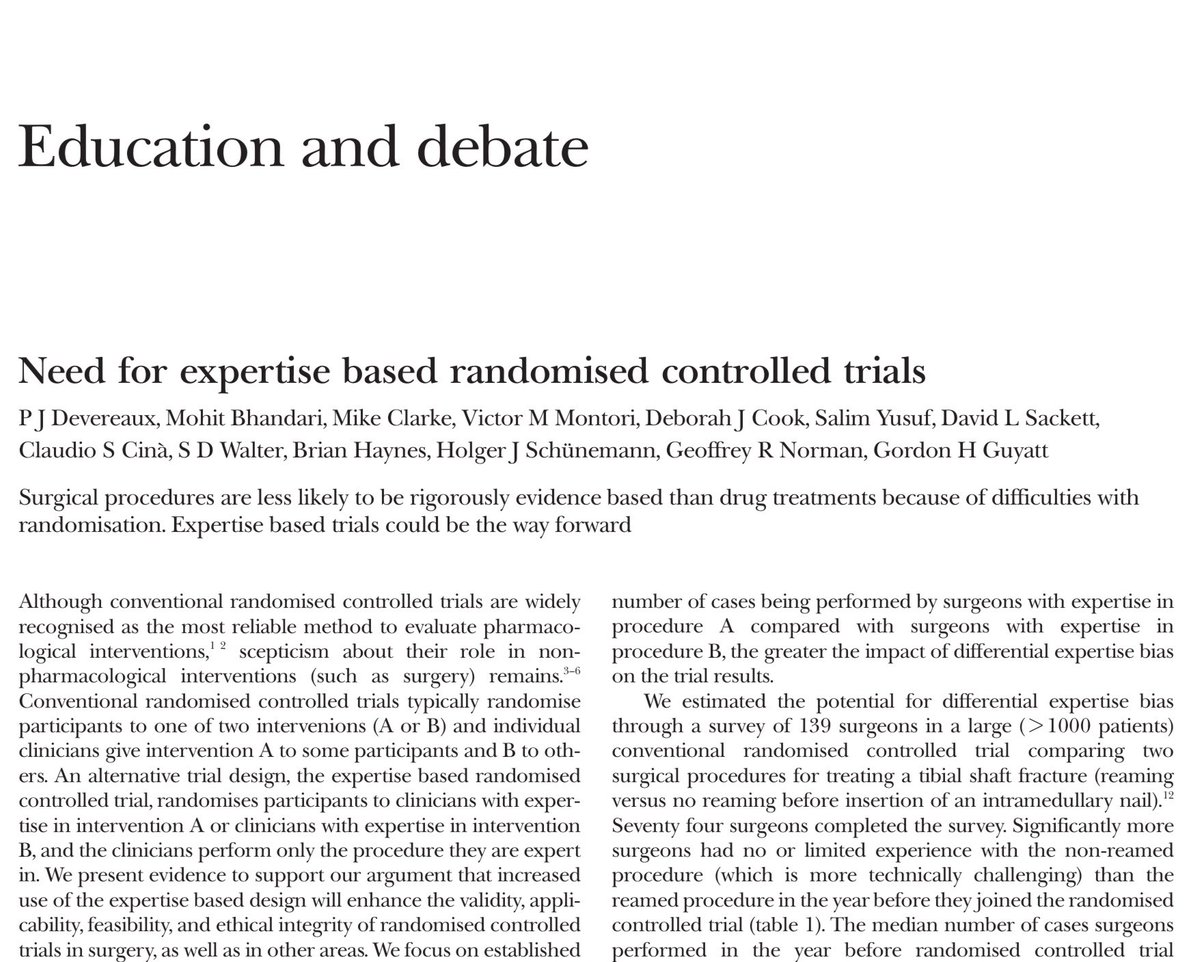 MarionKCampbell's tweet photo. The #ExpertiseBased trial design
allows clinicians who are not in personal equipoise (eg surgeons who are more skilled at performing one of the trial procedures than the other), but who are in professional collective equipoise, to take part. 2/5
https://t.co/qMF0GDSLBy https://t.co/0zctImJk8L