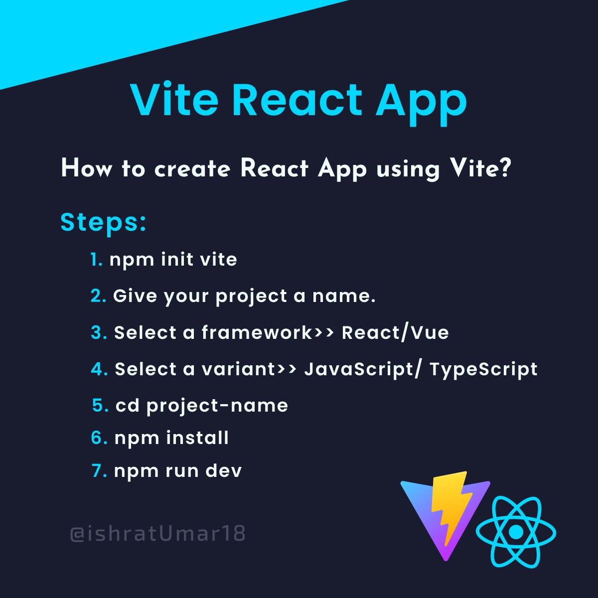 ishrratumar's tweet photo. How to create a React app using Vite? https://t.co/OSqzaLbOGd