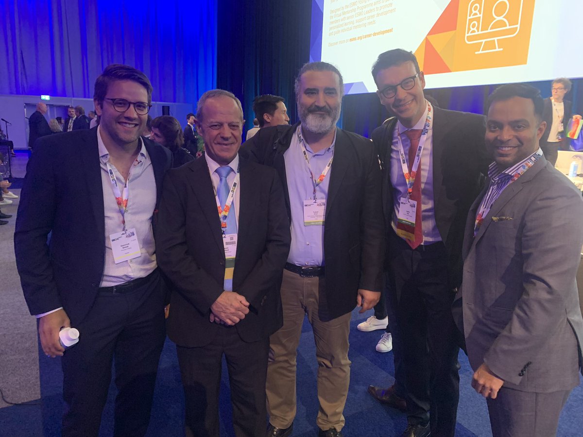 Meeting with friends at #ESMO and remembering the time we were together at DFCI. They have all grown much more than me !!!. @DanaFarber_GU @lalaniMD @DrYukselUrun @DrAndreFay @Dominick_Bosse @DrChoueiri