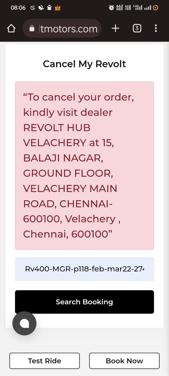 ArunforInd's tweet photo. @RevoltMotorsIN Need to cancel my booking, have told the showroom multiple times but no response. https://t.co/7UCxbObBtD