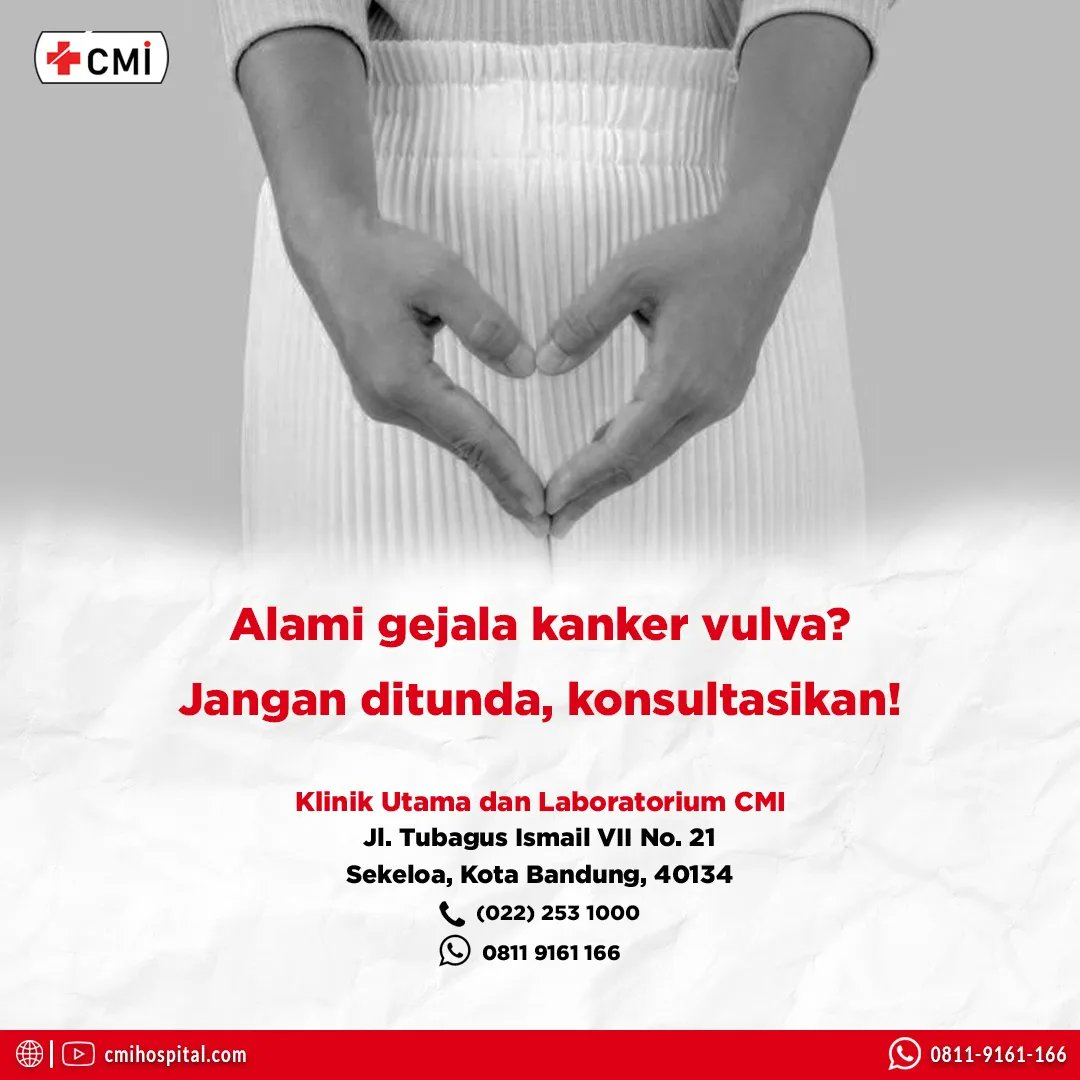 cmihospitals's tweet photo. Apabila kanker vulva sudah terdeteksi, jangan menunggu! Segera hubungi CMI Hospital - Rumah Sakit Kanker, kami siap untuk melayani.
Salam sehat, Indonesia!
#rumahsakitkanker #gejalakanker #cirikanker #solusikanker #pengobatankanker #obatkanker #terapikanker #cmihospital https://t.co/yh9Y8X73gA