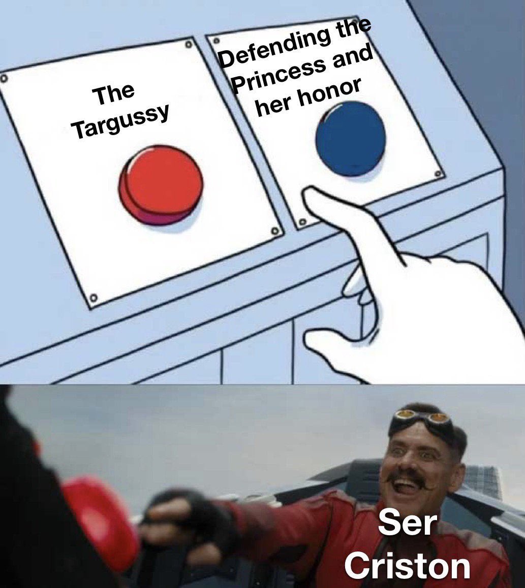 FreeFolkMemes's tweet photo. Can’t blame him 🤷‍♂️ 

#HouseOfTheDragon 

via u/Doodlebob7 https://t.co/CbFJL4JUBg