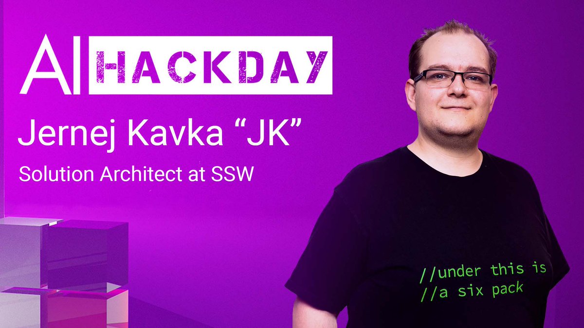 SSW_TV's tweet photo. Say hello to @jernej_kavka! JK ❤️'s working on #CognitiveServices,#Angular &amp; #dotNETCore. In his talk, “Getting started w/ Cognitive Services”, you'll learn what they are, how to create &amp; use them.
RSVP to the #AIHackDay in Sydney on 17/09 ➡️ https://t.co/W4gG7dzqaq #AI #ML https://t.co/mlV9IYuNqO