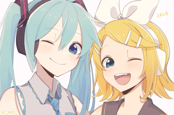 これは描かせていただいたレンくんとミクリンちゃんのお顔です 