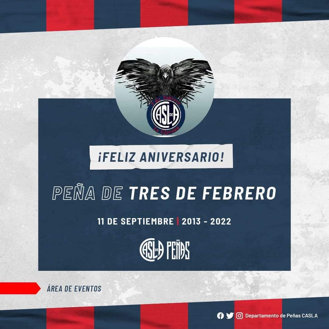CdMalvinas's tweet photo. Desde @CdMalvinas queremos saludar y felicitar a #PEÑA3DEFEBRERO en su Aniversario N°9.
¡¡Por muchos años más!! 🎉🎉
#MasQue90Minutos ❤💙
#SLFederal 🇦🇷
#DeBoedoAlMundo ✈️🌍
#AreaEventos
#CuervosDeMalvinasEnZonaNorte🔵🔴🔵
@PeniasCASLA https://t.co/c0hUs48r1q