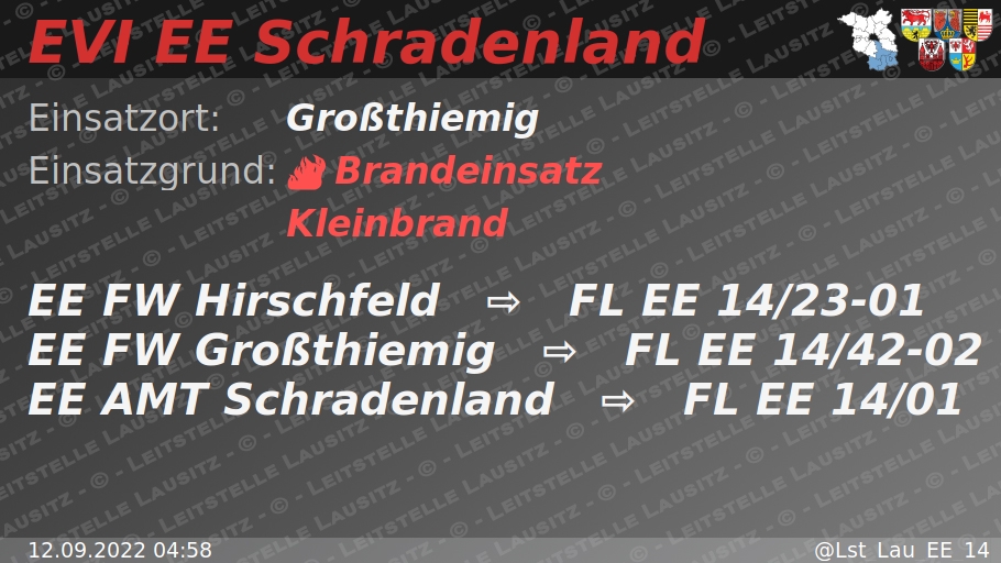 🚨 12.09.2022 04:58 🔥 B:Klein 🌐 Großthiemig 🚒 ⇨ FW Hirschfeld, FW Großthiemig