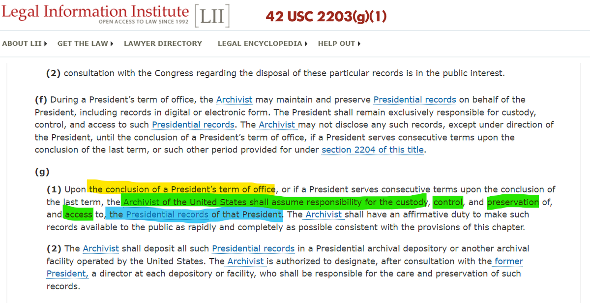 recordjacket's tweet photo. @moaimonolith @PalmerReport No, a former president has 0 years to hold records; they're due to the Archivist of the US at the end of his term. 12 years is just the max time he can ask the Archivist to keep them confidential. As for disposal, that requires approval from the AOTUS. #anarchivivist https://t.co/yGnubBIpf2