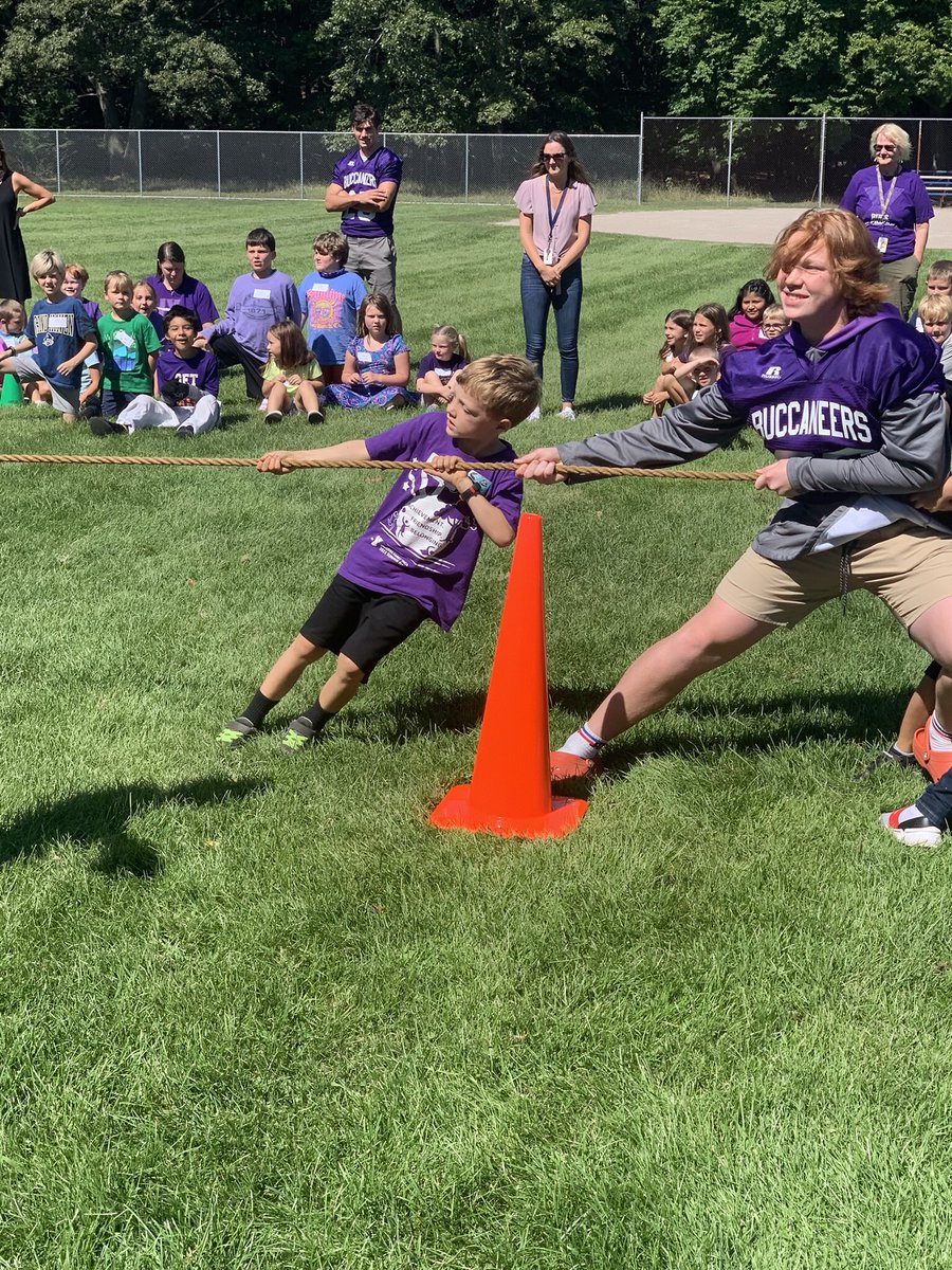 We LOVE having <a href="/ghhsbucs/">Grand Haven HS</a> as Friday Football Readers… and tug-of-war warriors! 💛💙💛💙 We promise books will be used next Friday! 😂😂