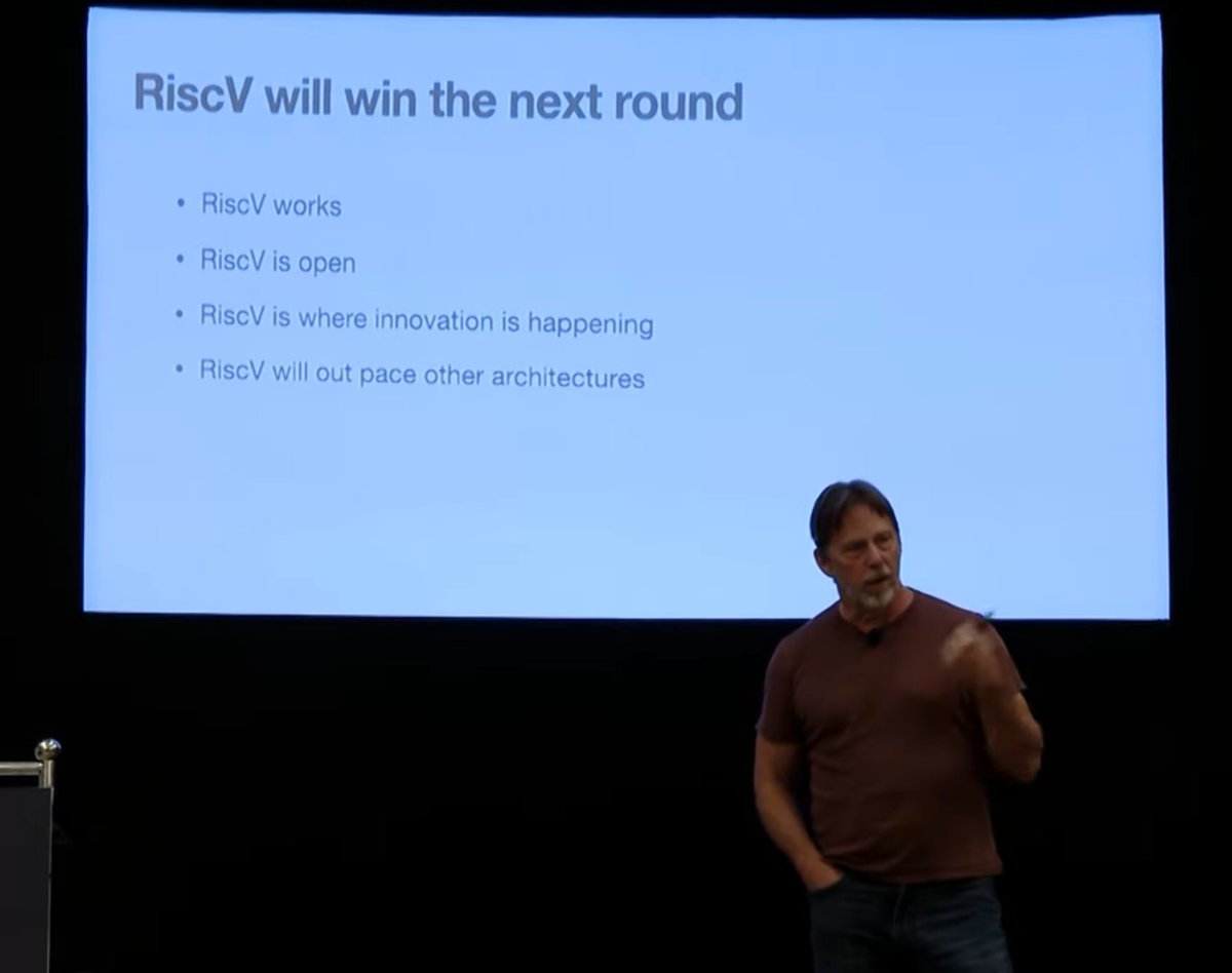 Dylan Patel ✈️ ICLR (@dylan522p) on Twitter photo Jim Keller, one of the most famous and venerated modern computer architects, presented this slide in a presentation he gave in Bangalore.
"RiscV will win the next round
RiscV works
RiscV is open
RiscV is where innovation is happening
<a href="/risc_v/">RISC-V International</a> will out pace other architectures"
Wow Jim Keller, one of the most famous and venerated modern computer architects, presented this slide in a presentation he gave in Bangalore.
"RiscV will win the next round
RiscV works
RiscV is open
RiscV is where innovation is happening
<a href="/risc_v/">RISC-V International</a> will out pace other architectures"
Wow