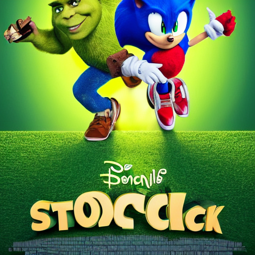 generic romantic comedy movie poster starring sonic the hedgehog and shrek the ogre https://t.co/0nv3o6JikE https://t.co/pIkpi8zGCg