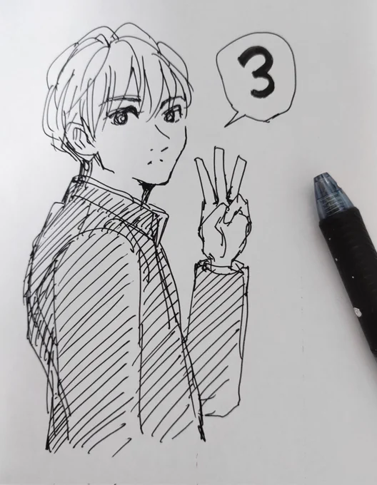 @y_ysi いよいよあと3日で配信開始なので、今日から超地味なカウントダウン絵(ボールペン1発描き)を投稿して行く😄
ていうかまだ1キャラしか公開してないからこの子しか描けんやんけ!
まあいいか... 