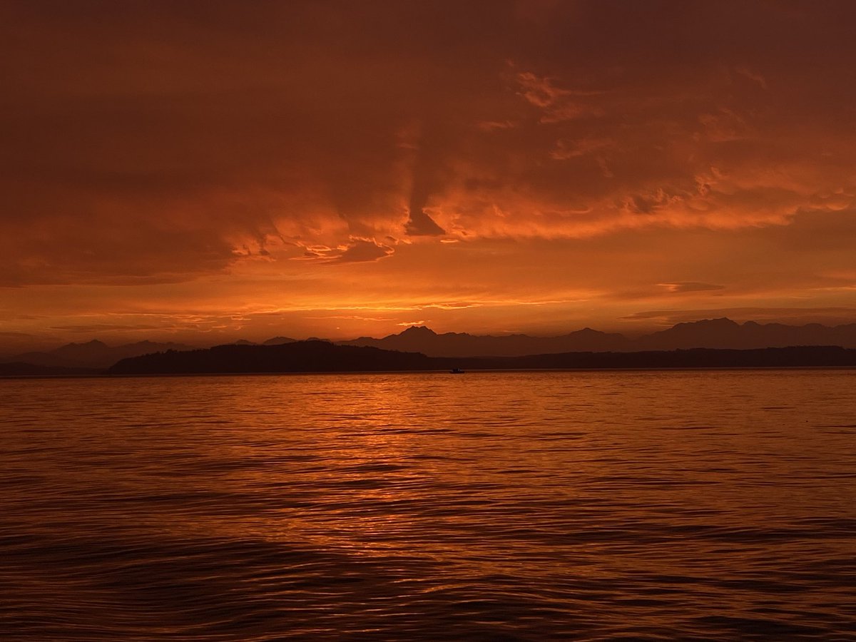 Fiery sunset over Seattle tonight! Via ⁦<a href="/HallieTerrell88/">Hallie Terrell</a>⁩
