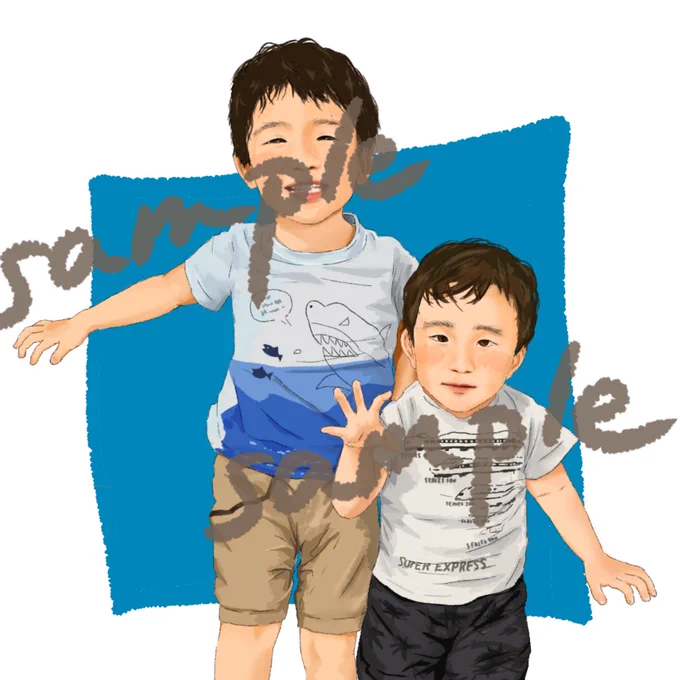 minneで似顔絵描かせていただきました素敵なご兄弟在庫追加しております、気になる方はゆるりと覗きに来てください〜 