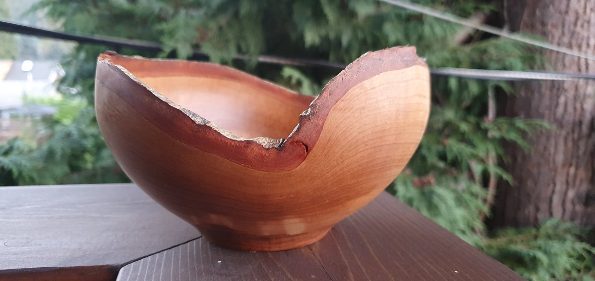 A smoky, hazy day today so I spent most of the time hiding in the shop. 

Cleaning up by turning two of the pieces of wood that were cluttering up the place into bowls. I'm sure that if I can just find enough time for turning that this strategy will work 😀