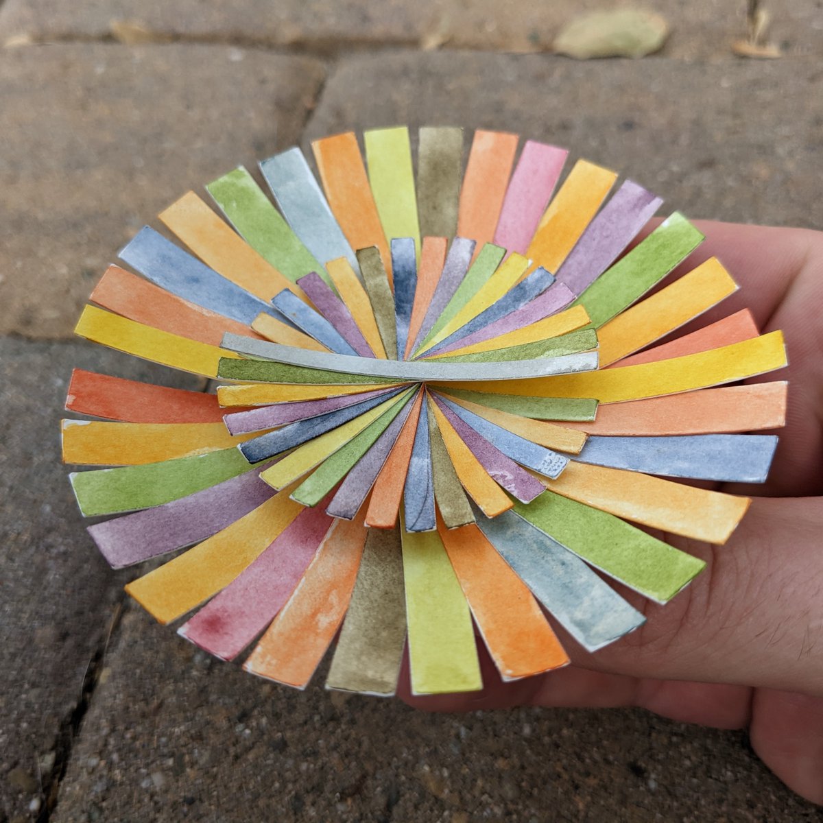eweinhoffer's tweet photo. (37 of 52) Paper Pinwheel.
My fascination with watercolor paper continues. This time I cut a bunch of strips of my @cricut and glued them together to make pinwheels!
#watercolors #cricutmade #pinwheel #artweekly #watercolorpaint #weeklyartchallenge #painting https://t.co/oA8mgh08XF