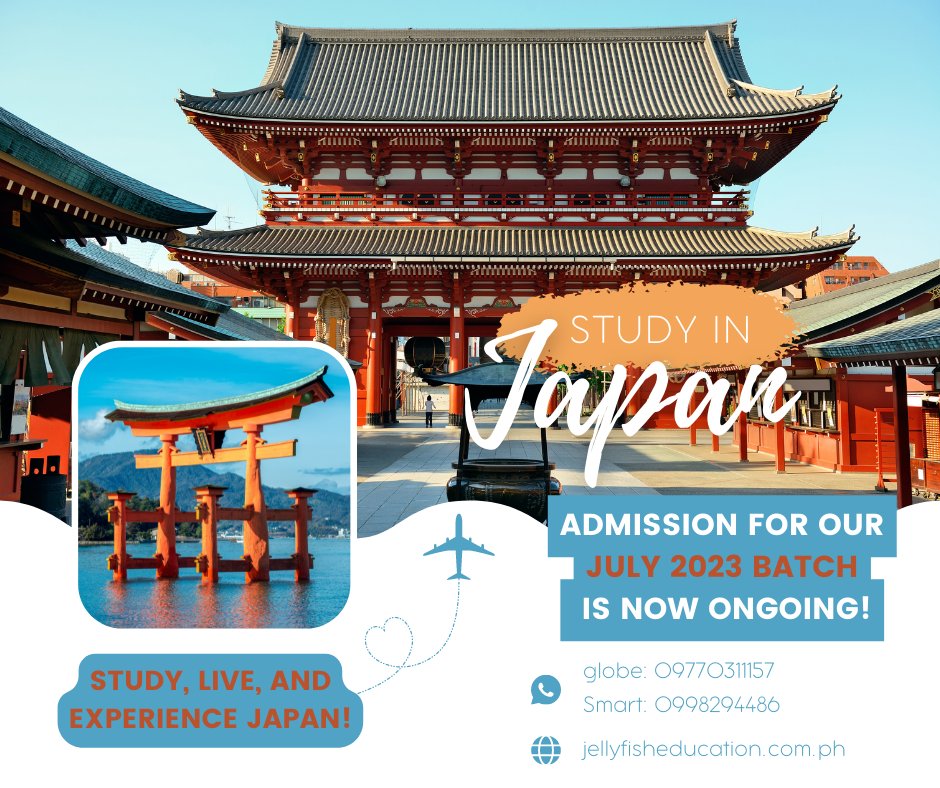 JellyfishPhils's tweet photo. Heads up! Admission for our 2023 batch is now ongoing! Apply Now!
For Application, click here:
https://t.co/eSqzSigIAh
#StudyInJapan #LearnNihongo #Jellyfisheducationph https://t.co/yxhPbULgfI