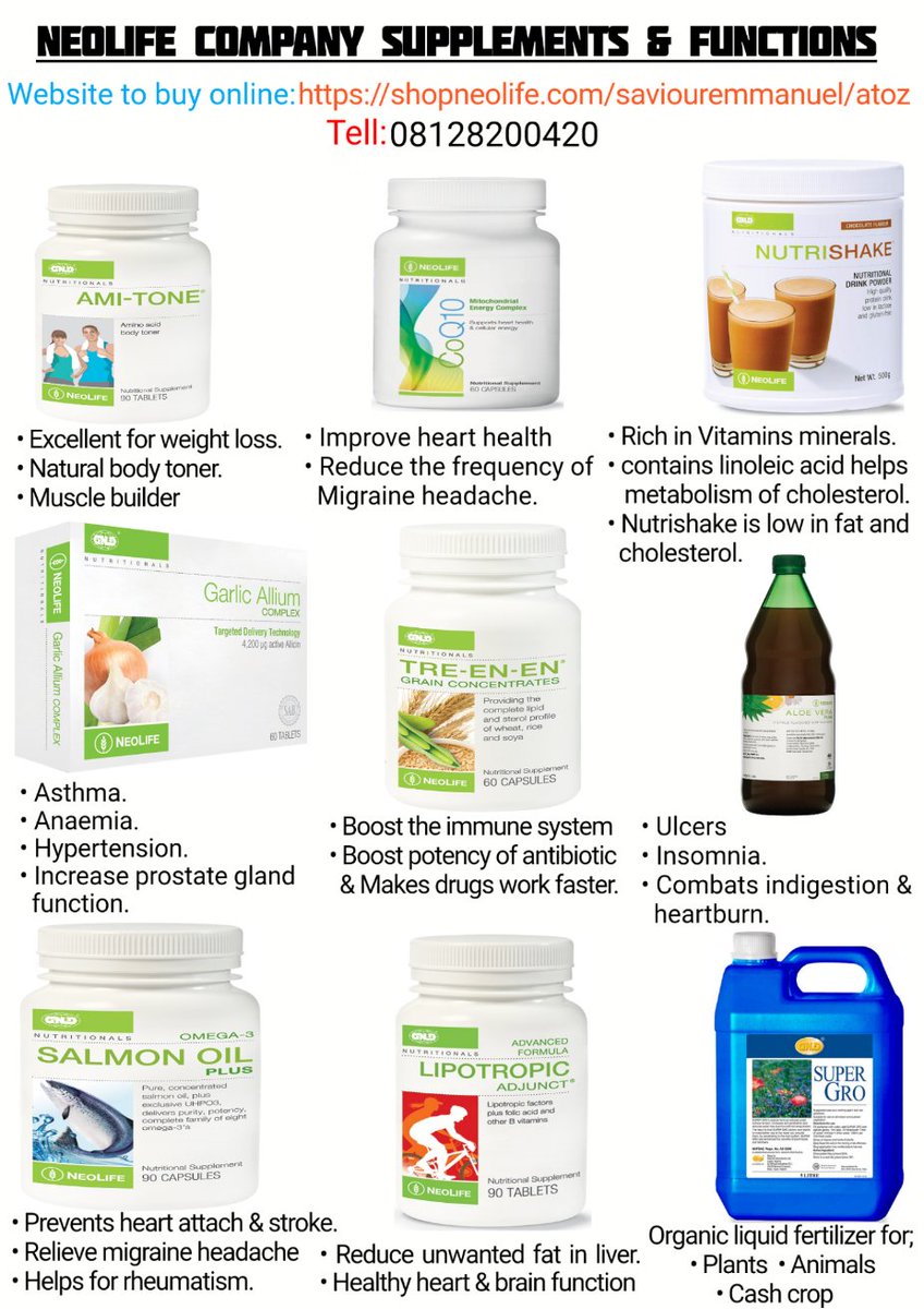 Neolife Products/Supplements Functions!