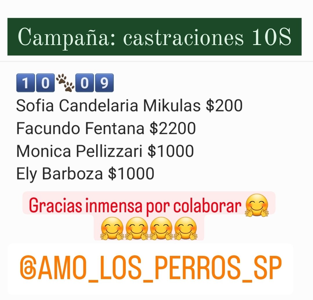 cotelaichaco's tweet photo. 🤗🤗🤗🤗🤗🤗
Como se había publicado, "todo lo recaudado 10 y 11 de septiembre, se envio hace un ratito por mercado pago a la veterinaria Vanina Lucca "
GRACIAS INMENSA POR ESTAR DANDONOS AYUDA EN CADA CAMPAÑA, GRACIAS, GRACIAS 🤗🤗🤗🤗
#amolosperrosSP
#10AÑOSAMOLOSPERROS https://t.co/qwpJQP0Z40