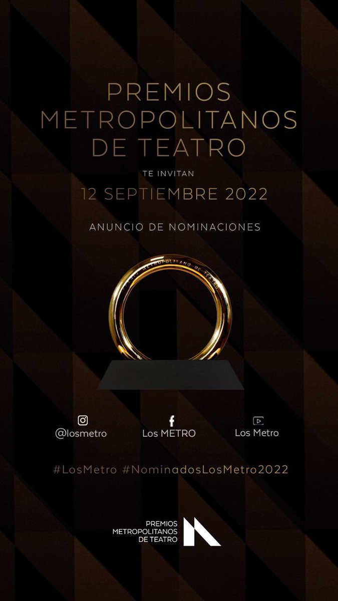 Mañana se anunciarán las nominaciones a los premios <a href="/losmetromx/">Los Metro</a> 

Hora: 11:30am
Link para seguir transmisión en vivo: bit.ly/3U1CAud

#NominadosLosMetro2022
#LosMetro