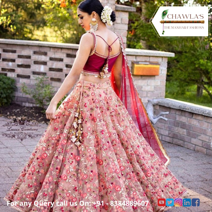 Buy Coral Organza Embroidered Zardosi Dori Blouse Bridal Lehenga Set For  Women by Osaa by Adarsh Online at Aza Fashions.