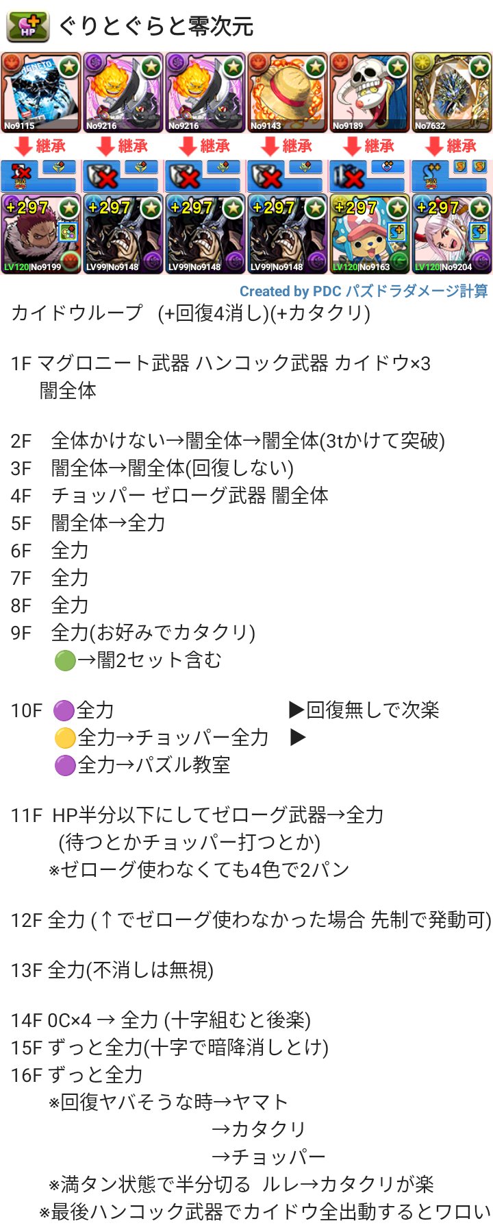 零次元の創造主 カタクリ ヤマト カイドウループ パズ練しながら零次元周回 パズドラ 編成テンプレ立ち回り攻略解説まとめ