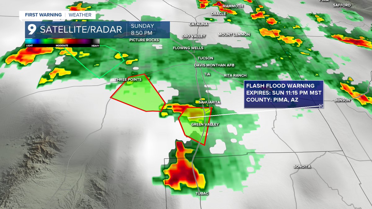 A flash food warning has been extended until 11:15 PM in Green Valley.