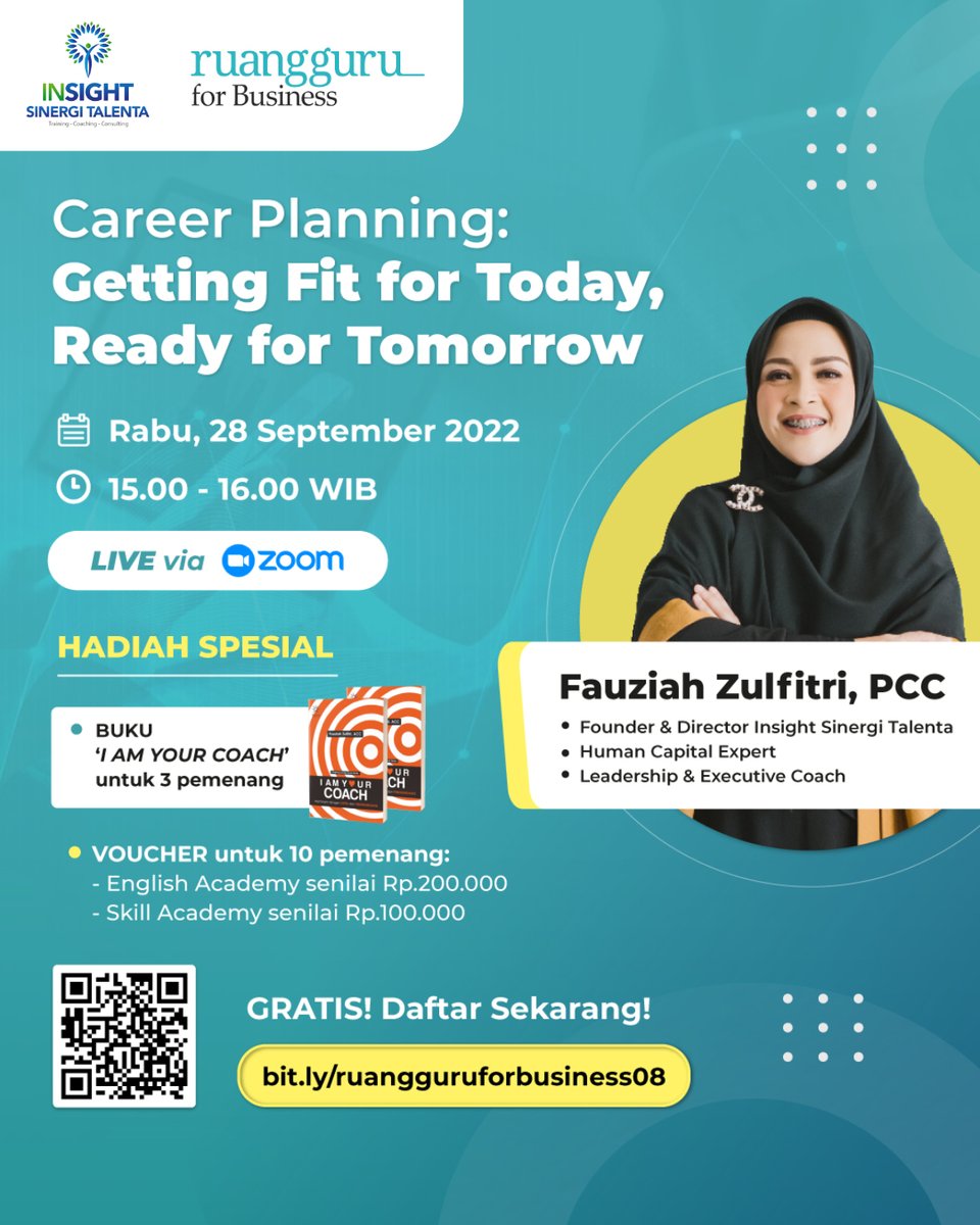 Bagaimana HR bisa memberikan dukungan terhadap karir karyawannya? Dan bagaimana bentuk tanggung jawab setiap karyawan dalam mengelola karirnya?
Link Daftar :
bit.ly/ruangguruforbu…

#insightdaritimurindonesia #growwithinsight #insightonlinesolutions