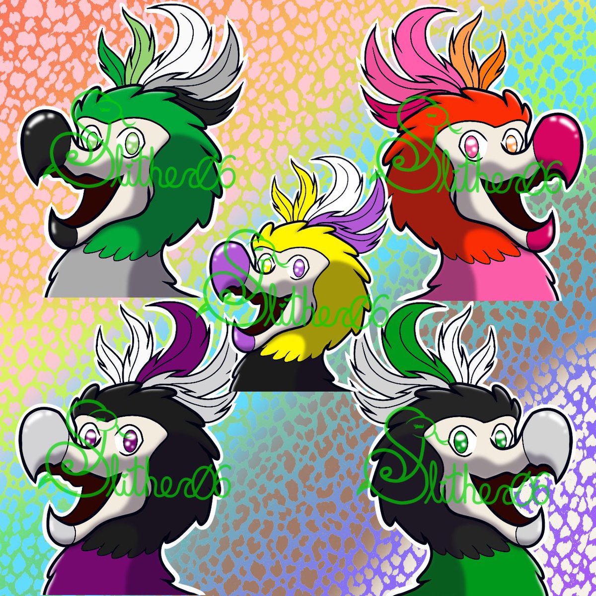 SlitherO6's tweet photo. My fabulous LGTBQ+ collection of dodo emotes! As a non-binary bean myself, I didn’t realize how many unique flags we had! So I did as many as I could #Art #digitalart #dodos #pride #LGTBQ #emote #DaisytheDodo https://t.co/Xpy317HBX8