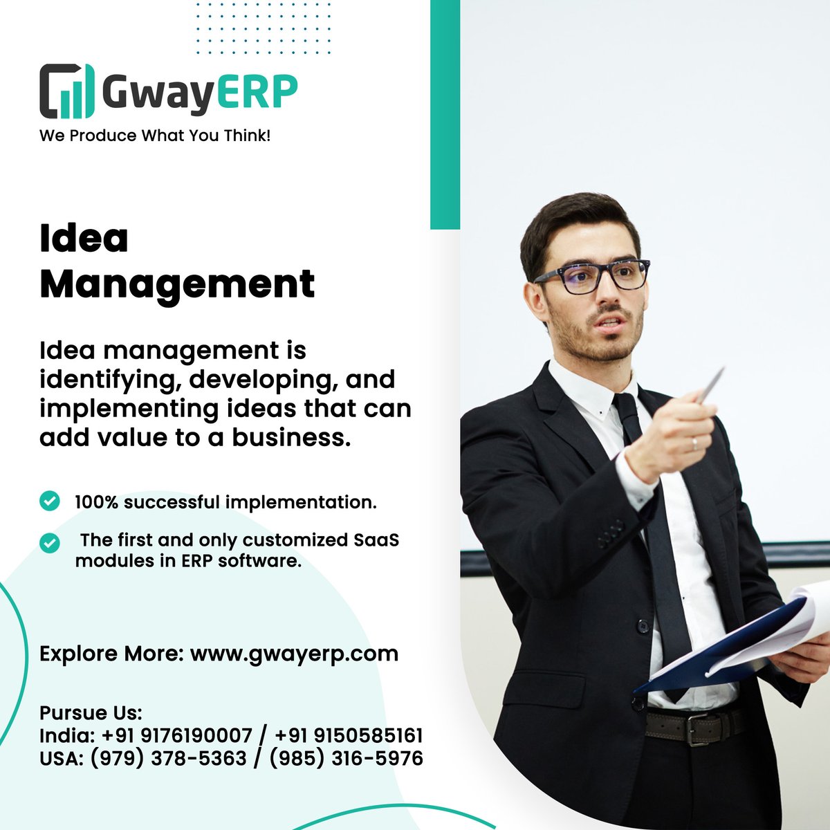 GwayERP's tweet photo. Idea management:
Idea management is identifying, developing, and implementing ideas that can add value to a business.
#GwayERP #CustomizedERP #IdeaManagement #Developing #ImplementingIdeas #AddValue #Business
Get a Free Demo: https://t.co/gKFJoHDQoT https://t.co/LxOuTZ1hks