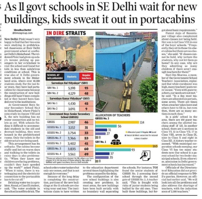 Shrads_chettri's tweet photo. Story about #Delhi govt schools at Molarband where close to 40,000 students are studying in portacabins for last 4 years. New building isn't ready. Parents complain of terrible situations &amp; less teachers where in one school there are close to 4k students. https://t.co/Ivz42tmjHg https://t.co/9PuMzysr3o