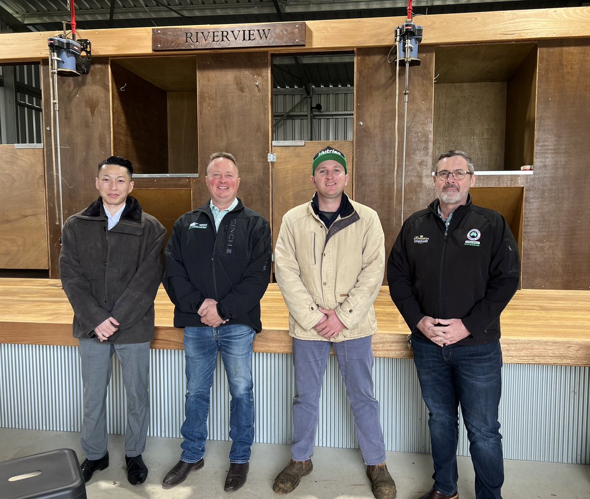 A privilege to have Andrew Berry &amp; Angus Lloyd, Australian Lamb Company, Colac &amp; all the way from Japan, Yuki Kosuge, NH Foods Ltd, visit the property last week.
It was great to discuss the future of lamb industry for the Japanese market.